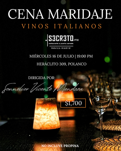 CENA MARIDAJE VINOS ITALIANOS